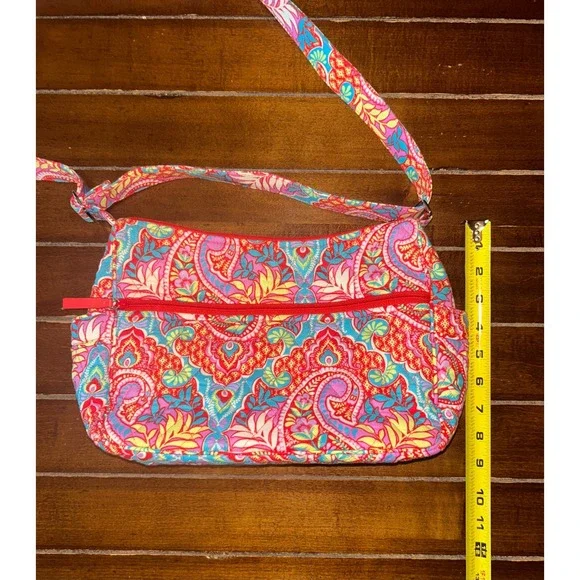 Vera Bradley Crossbody Diaper Bag Shoulder Paisley Floral Print Zip Front Pocket - Picture 7 of 14